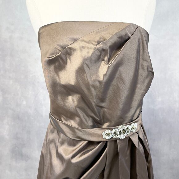 Davids Bridal Strapless Dress Womens Size 10 Brown Bridesmaid‎ Prom Dressy Gala - Picture 4 of 12